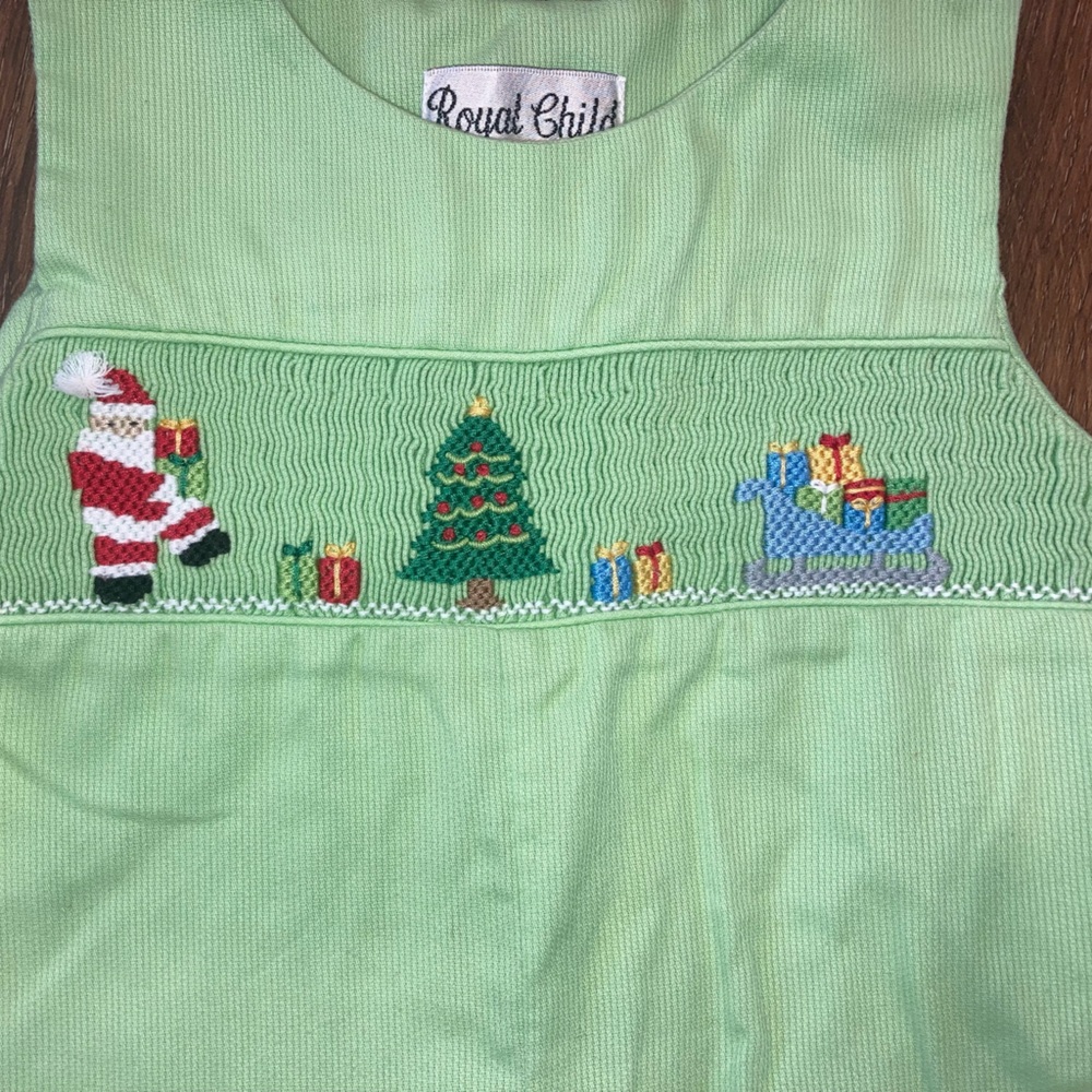Royal Child Christmas Longalls Santa Tree Slay Presents Green Smocked 6m - Picture 4 of 12